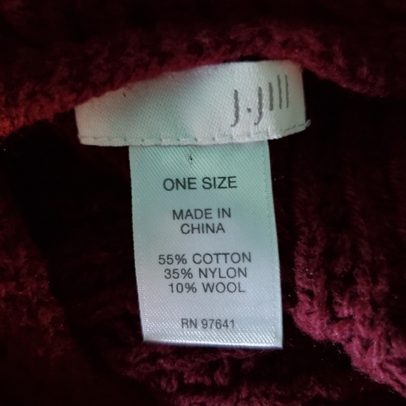 J. Jill Sweater Poncho Burgundy One Size - Picture 8 of 9